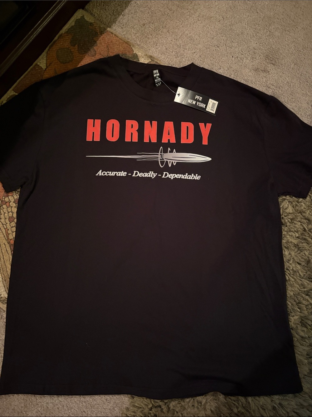 Men’s Black Short Sleeve Tee with Red Logo